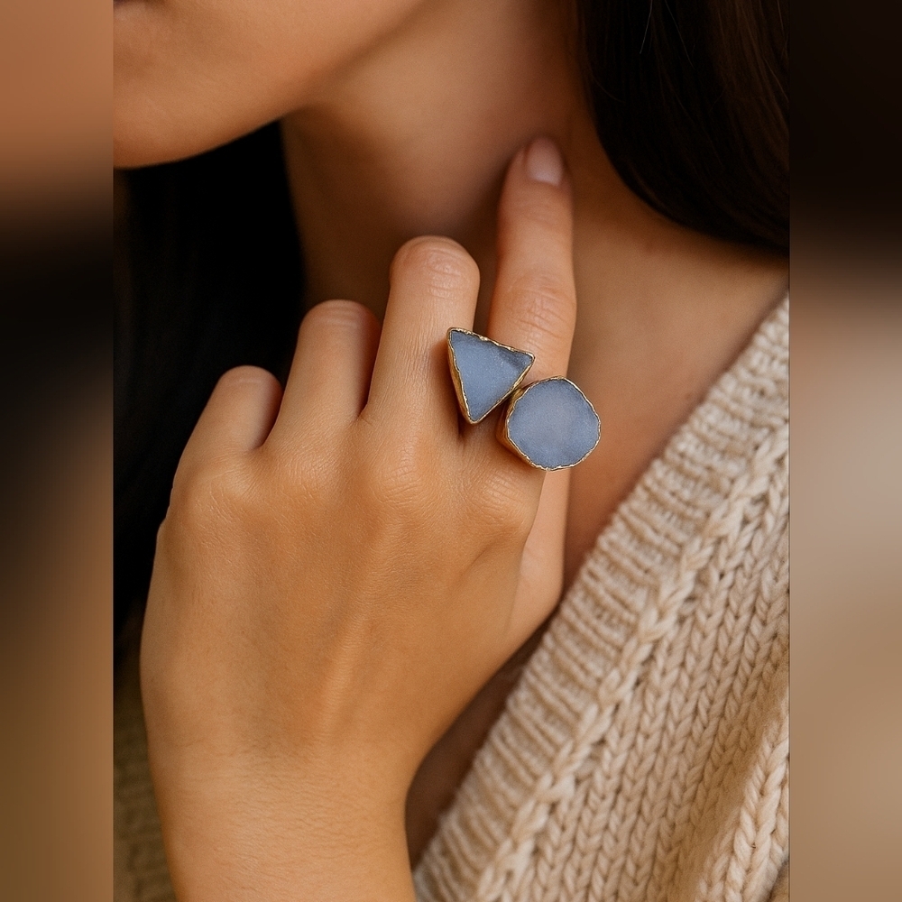 Vita New York Blue Druzy Quartz 925 Silver Ring